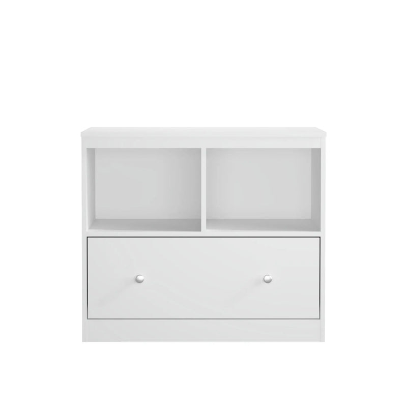 Toy Storage Organizer With Large Drawer And Low Bookshelf For Nursery & Playroom - White by Unique Piece Furniture