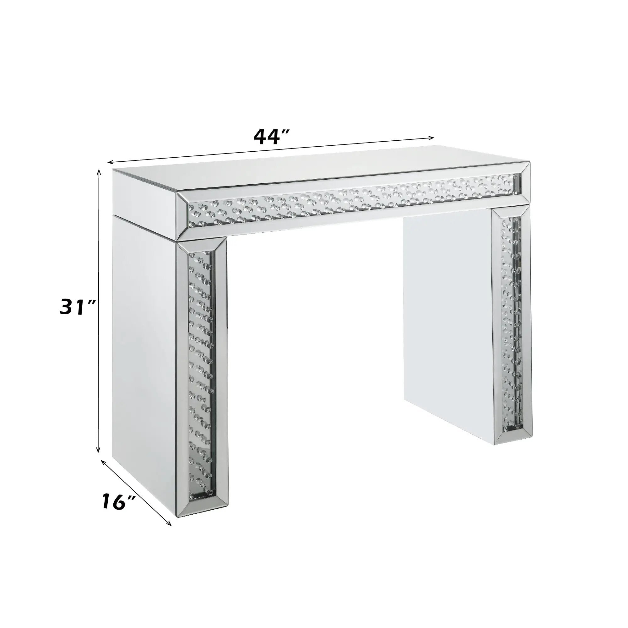 Nysa Mirrored & Faux Crystals Vanity Desk by HouseOfZazla