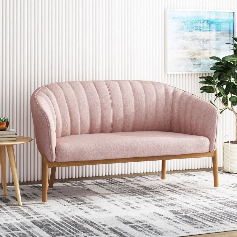 Mid Century Modern Loveseat With Channel Stitched Backrest by HouseOfZazla