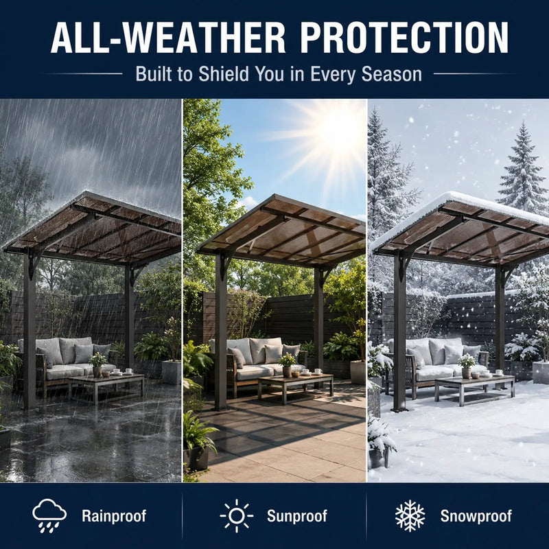 8x5ft Galvanized Steel Carport with Sloped PC Roof by HouseOfZazla
