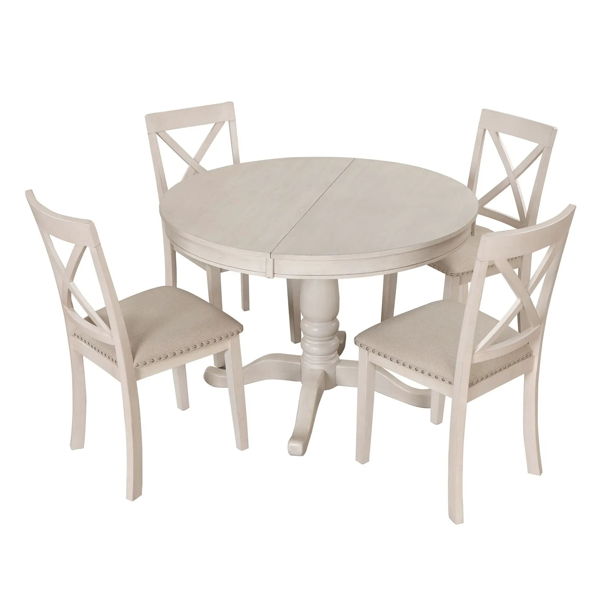 Modern Dining Table Set For 4, Round Table And 4 Kitchen Room Chairs, 5 Piece Kitchen Table Set For Dining Room, Dinette, Breakfast Nook by HouseOfZazla