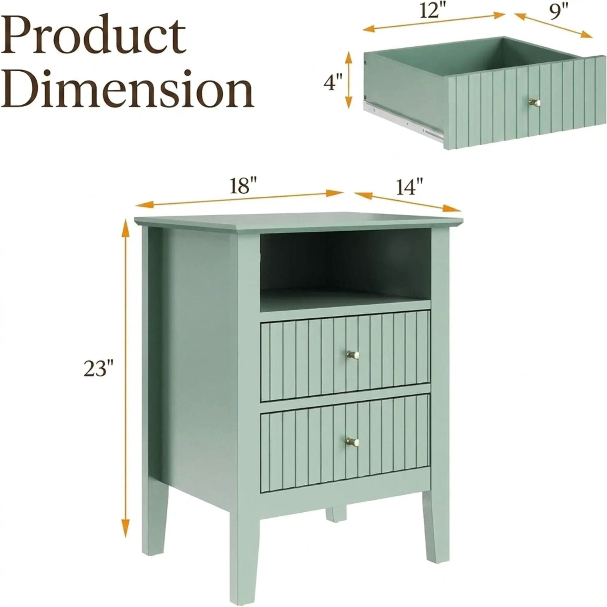 Fluted Nightstand With 2 Drawers by HouseOfZazla