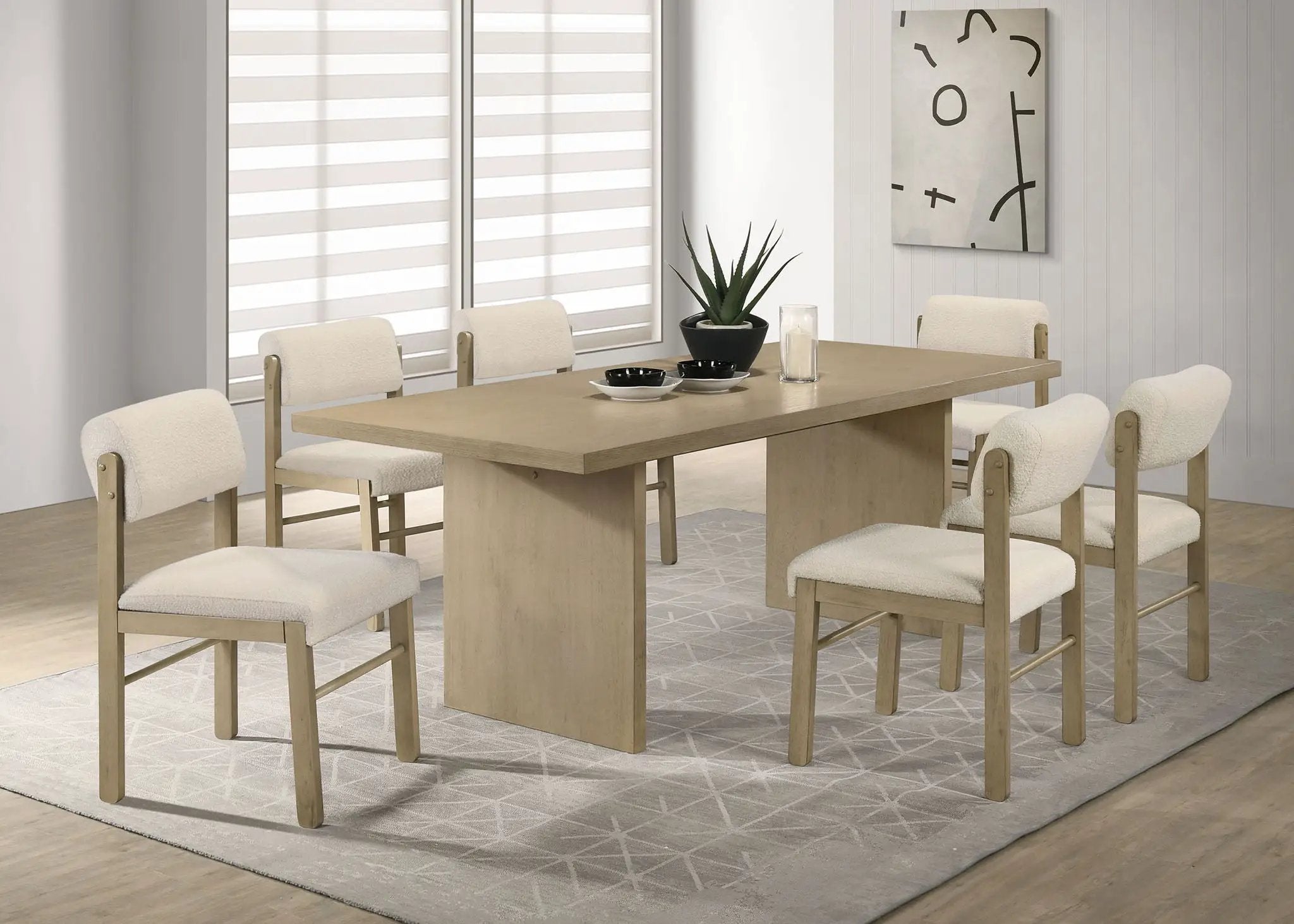 Decker 7-piece 82-inch Rectangular Dining Set Cream and Natural Oak by Unique Piece Furniture