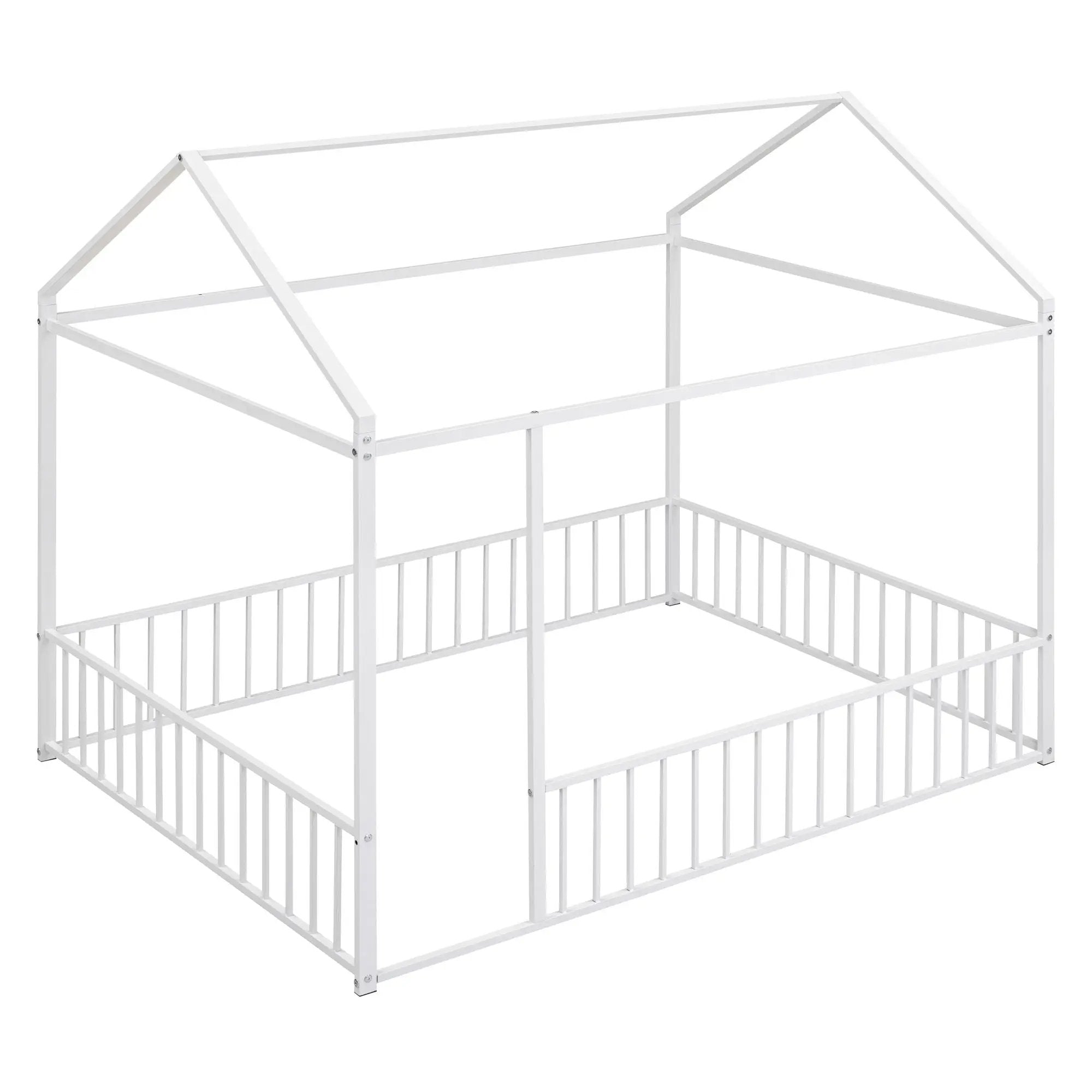 Metal Bed House Bed Frame With Fence by HouseOfZazla
