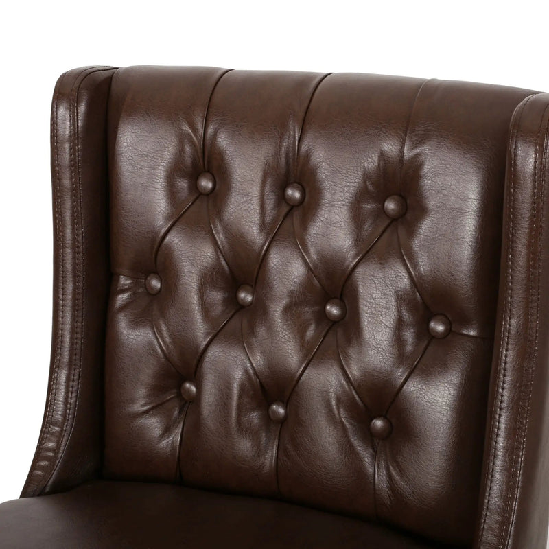 Solstara Upholstered Dining Barstool with Button Tufted and Wing Back by HouseOfZazla