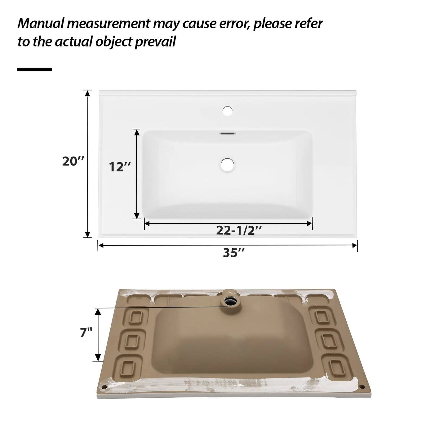 Modern Rectangular Vanity Top With Overflow For Bathroom by HouseOfZazla