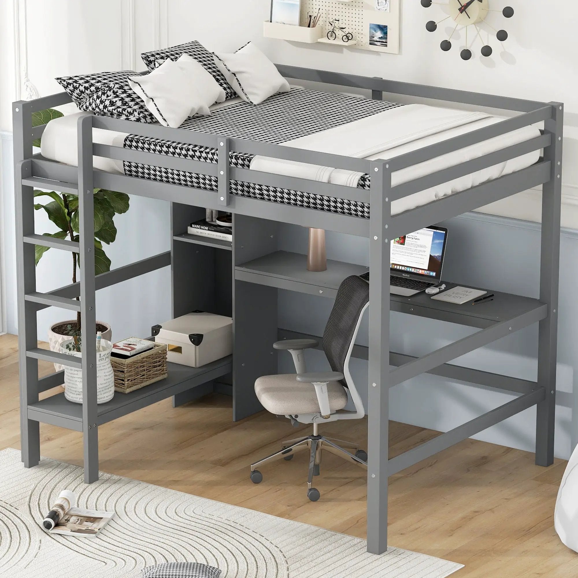 Loft Bed With Built In Desk And Multifunction Shelves by Unique Piece Furniture