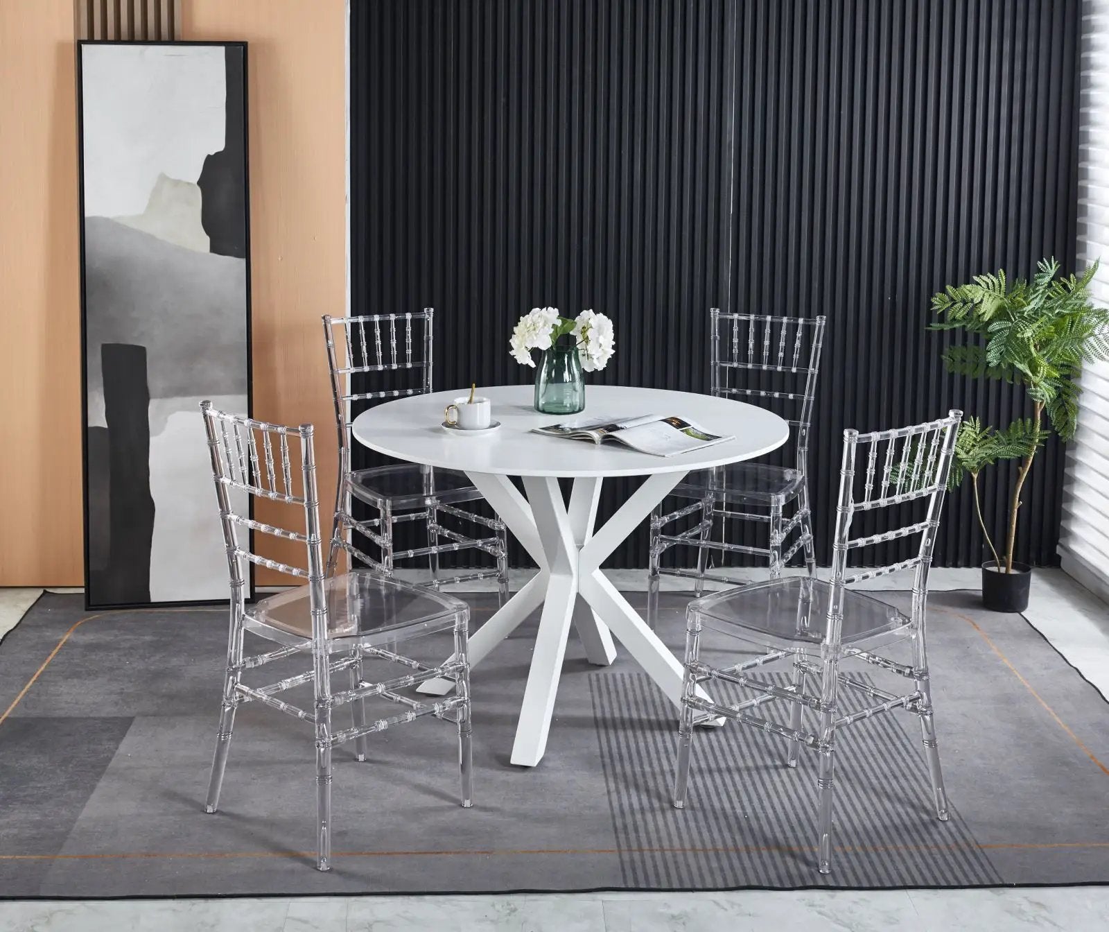 Welding Chair, Dining Chair, Plastic Seat (Set of 4) - Transparent by Unique Piece Furniture
