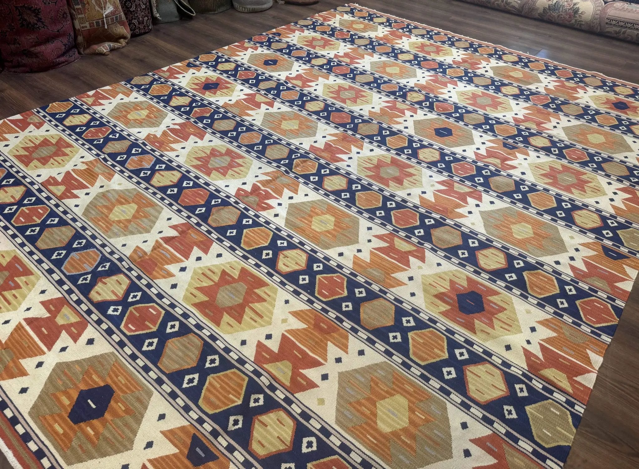 Turkish Kilim Rug 8x11, Handmade, Wool, Nourison Rug by Jewel Rugs