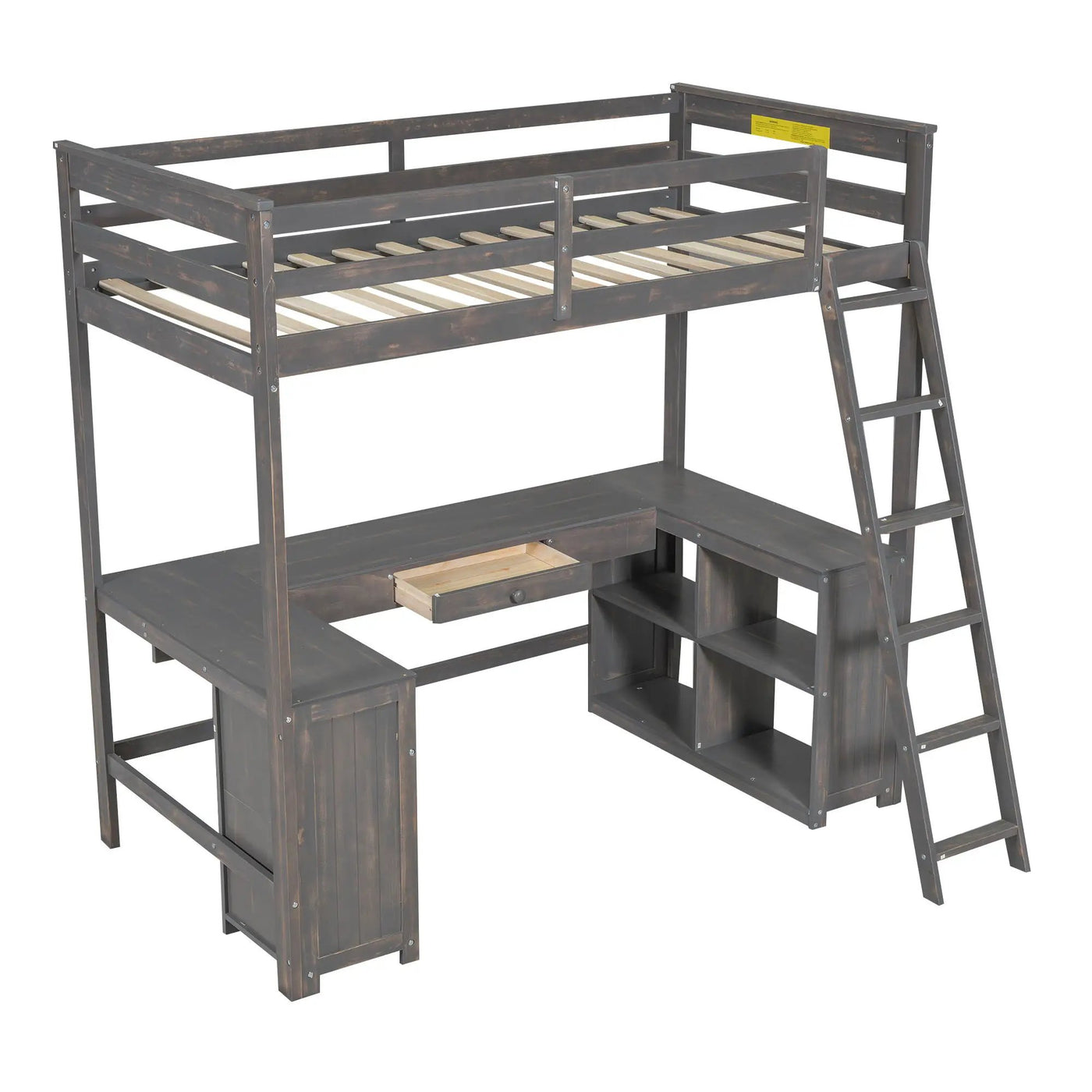 Loft Bed With U-Shaped Desk, Drawers, And Storage Shelves by Unique Piece Furniture