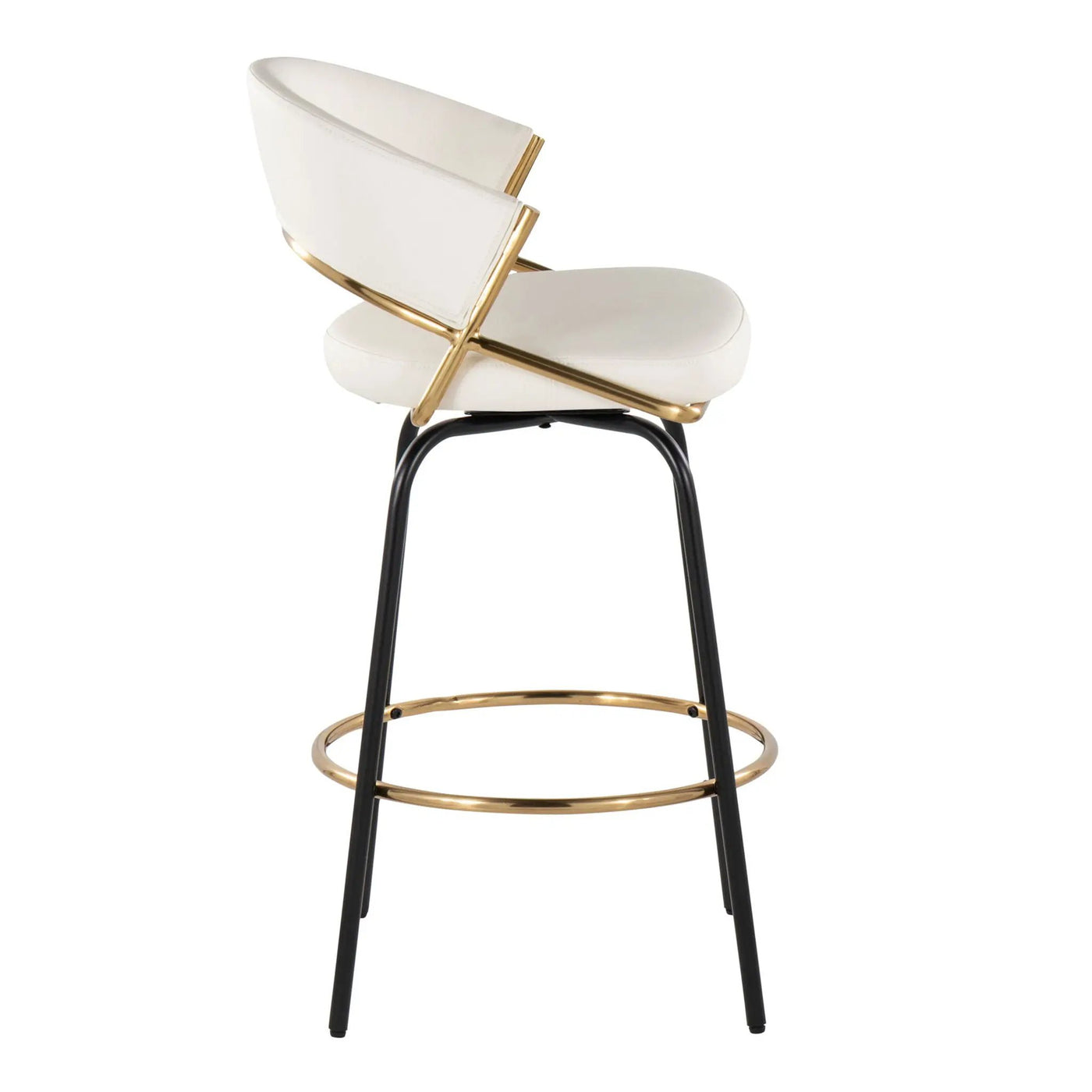 Jie - Fixed Height Contemporary Counter Stool With Swivel Round Footrest (Set of 2) by HouseOfZazla