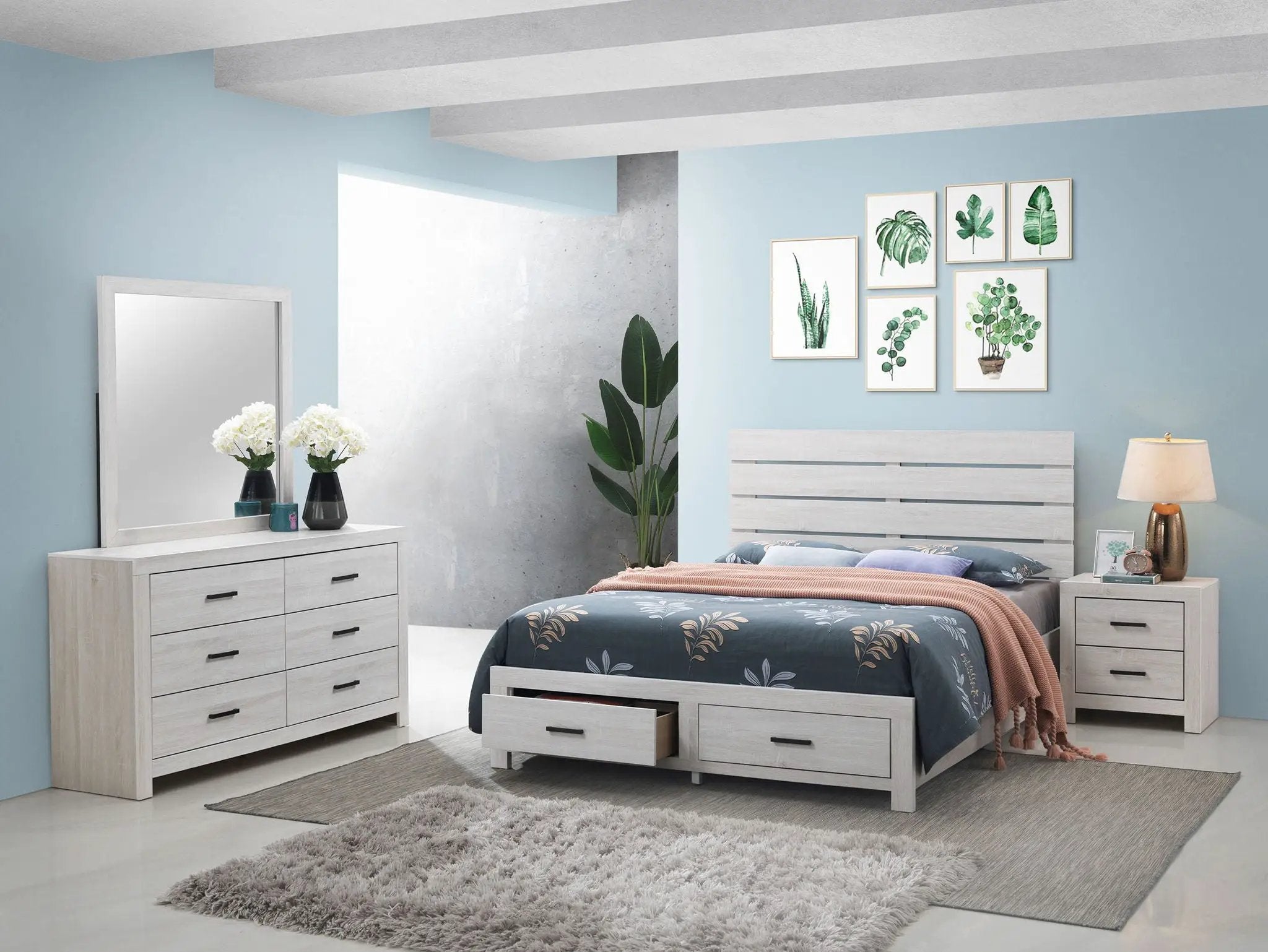 Brantford 4-piece Eastern King Bedroom Set Coastal White by Unique Piece Furniture