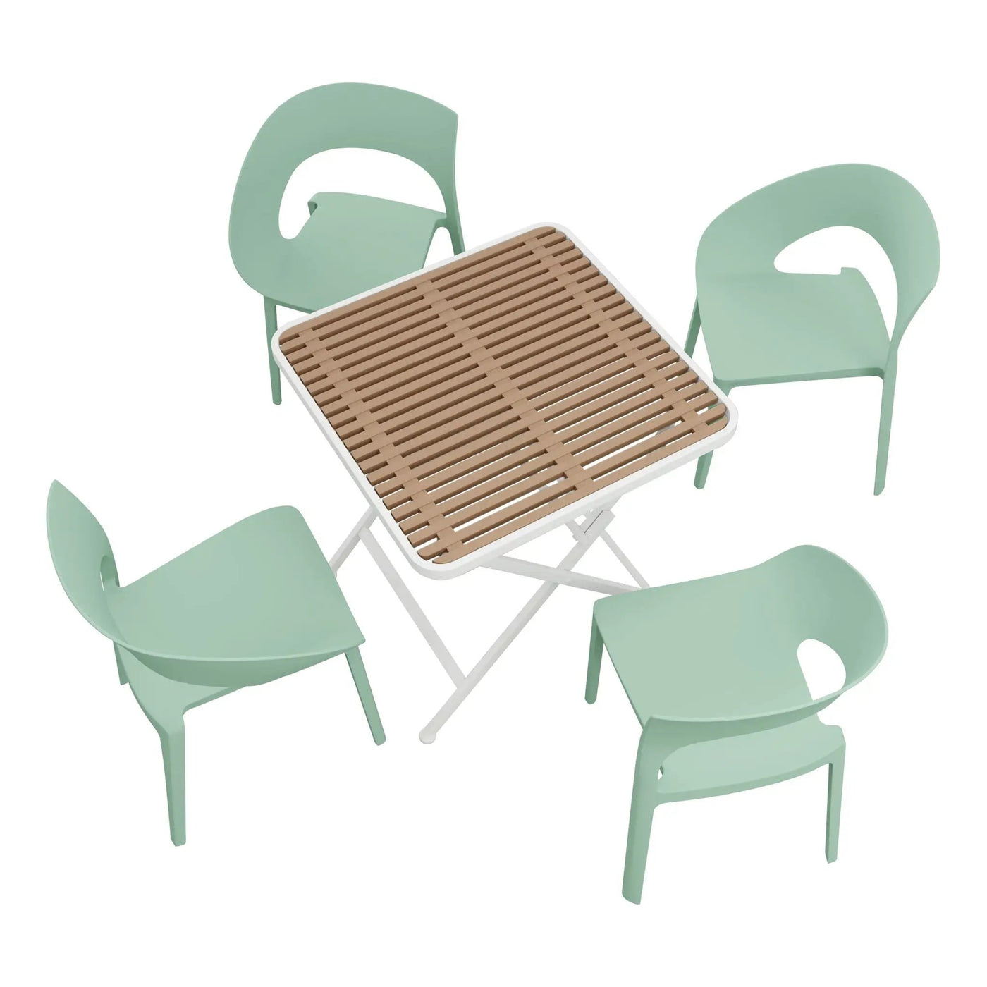 4 Piece Set Of Modern Designed Single Chairs With Folding Square Table by Unique Piece Furniture