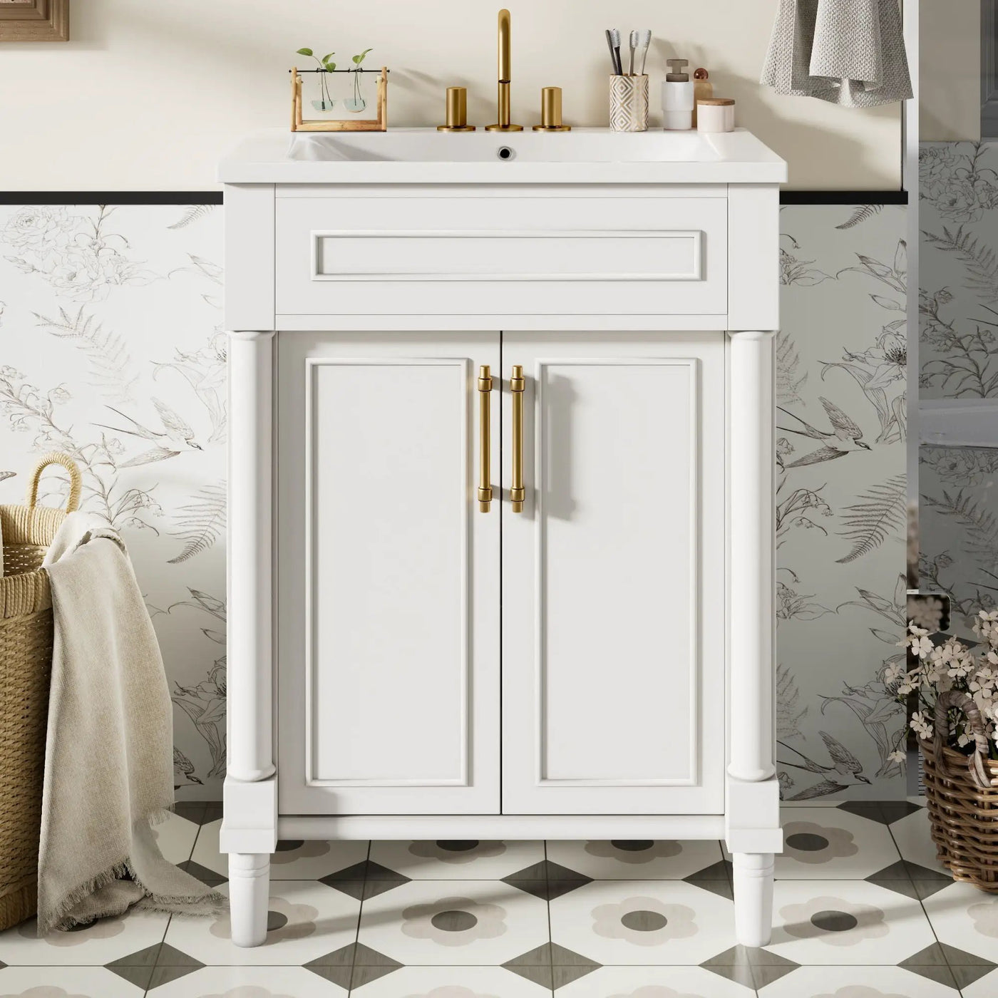 Bathroom Vanity With Integrated Sink, 2 Door Cabinet, Single Sink For Small To Medium Bathrooms by Unique Piece Furniture