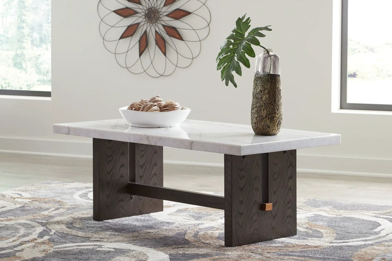 Burkhaus - Rectangular Cocktail Table - White / Dark Brown by Unique Piece Furniture