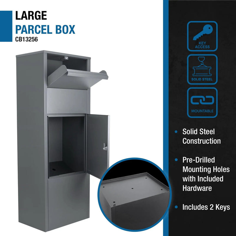 Steel Large Single Compartment Locking Parcel Drop Box With Keyed Access - Gray by HouseOfZazla