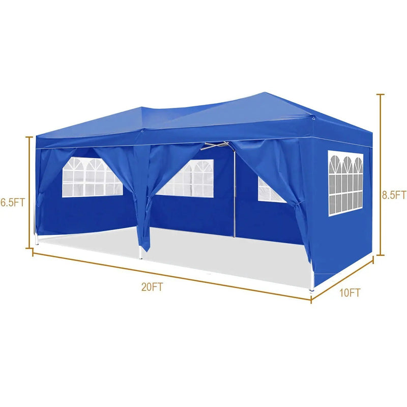 10'X20' Folding Canopy With 6 Removable Sidewalls Outdoor Event Shelter UPF 50+ Gazebo Portable Tents For Parties Beach Camping Wedding Ez Pop Up Canopy by Unique Piece Furniture