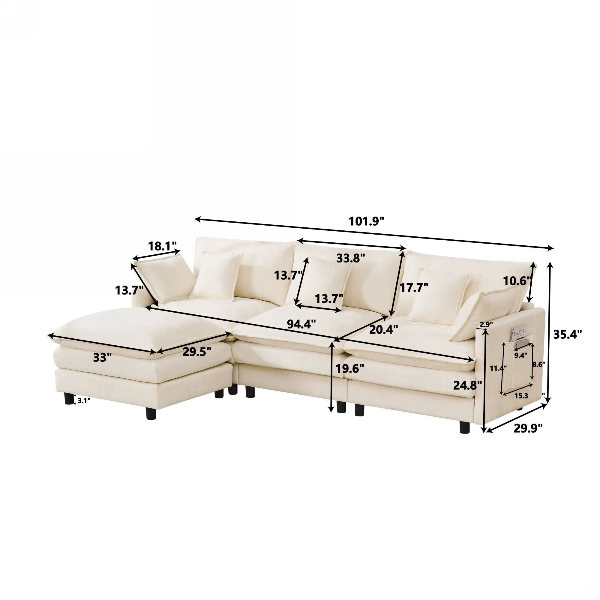 Sofa With Modular Design by HouseOfZazla