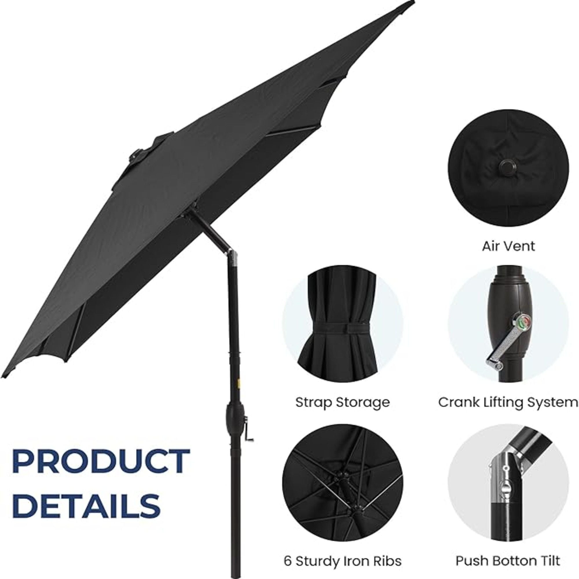 Rectangular Patio Umbrella With Crank Tilt, Polyester UV-Resistant Canopy by HouseOfZazla