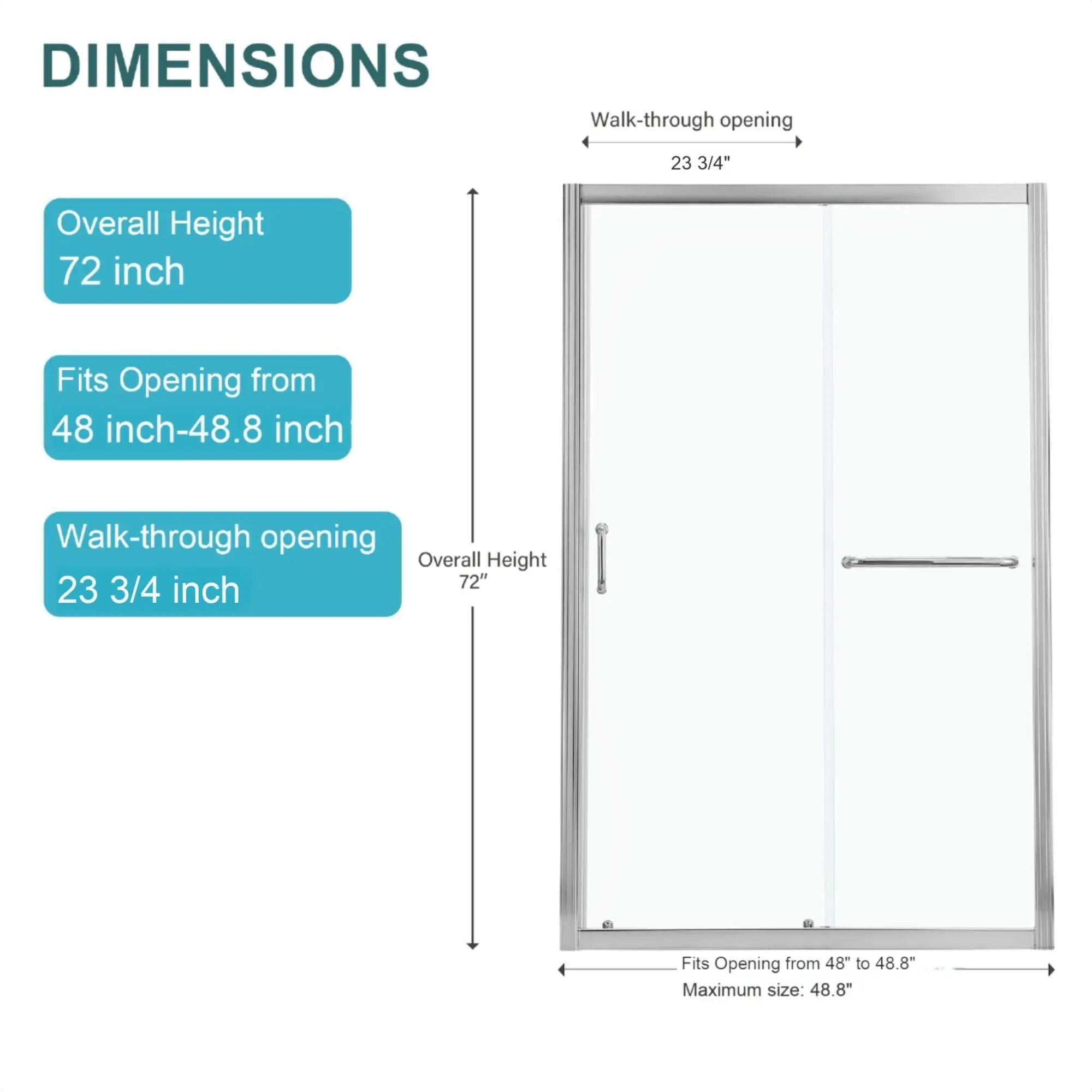 Single Sliding Bypass Shower Door Tempered Glass Enclosure by HouseOfZazla