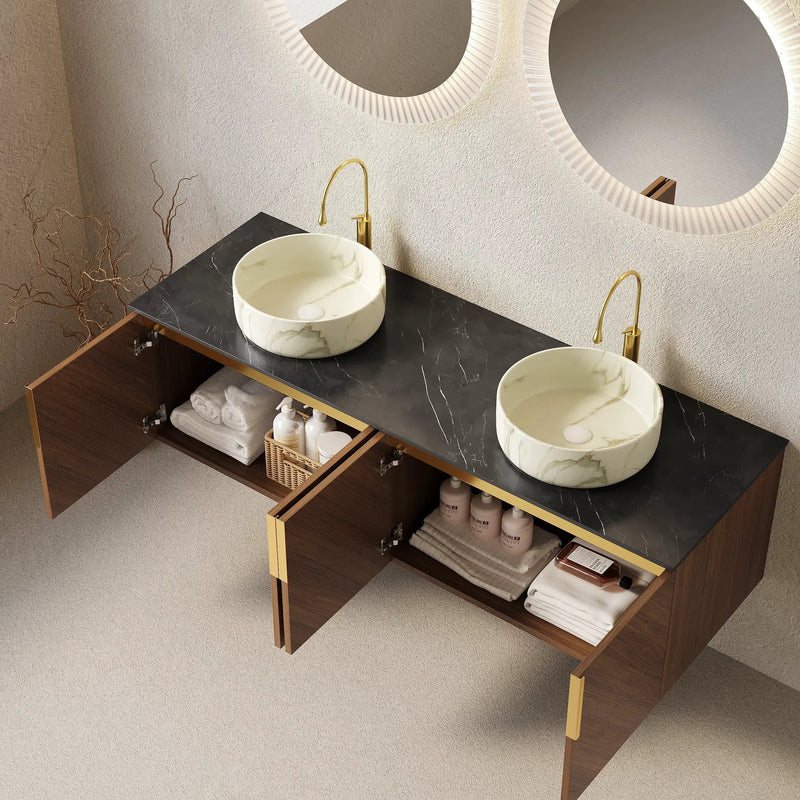 ARAI 60" Bathroom Vanity with Floating Plywood Cabinet and Ceramic Basin by HouseOfZazla