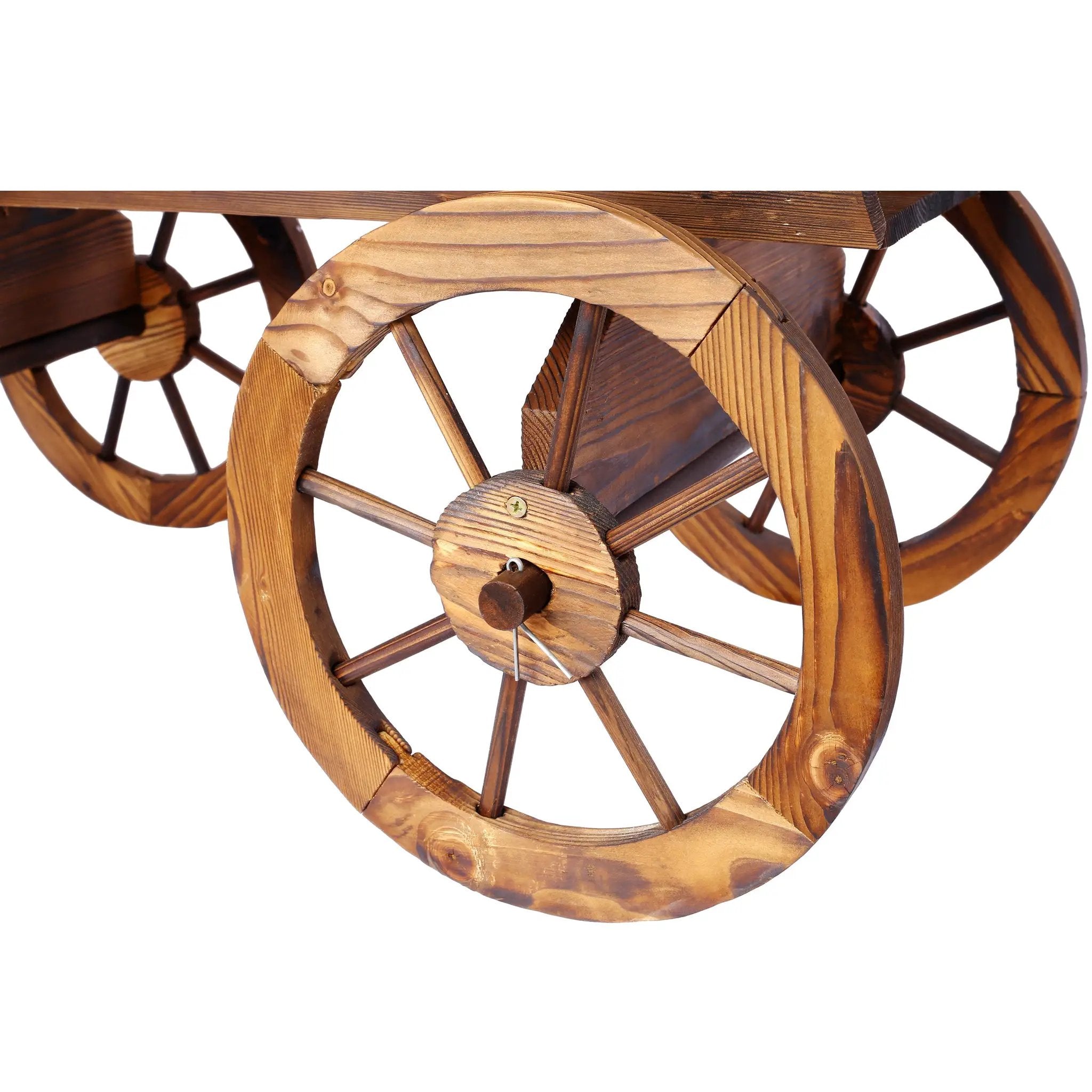 Wood Wagon Flower Planter Pot Stand With Wheels by HouseOfZazla