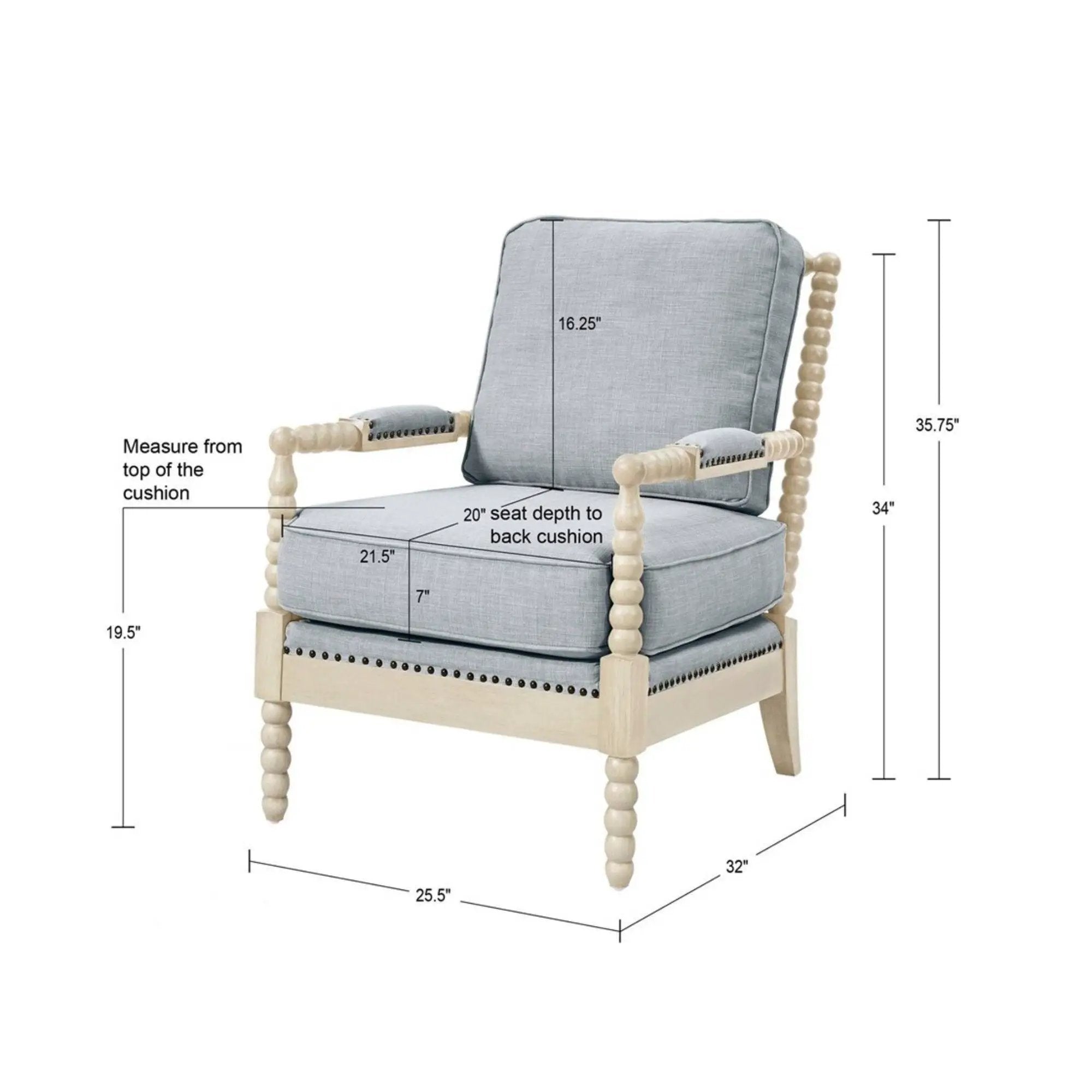 Arm Chair With Open Back Spindle Design, Padded Armrests by Unique Piece Furniture