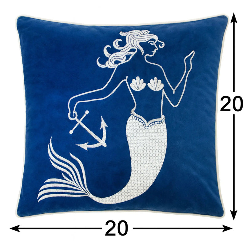 Liz Mermaid Pillow Cover With Matching Back And Hidden Zipper - Indigo by Unique Piece Furniture