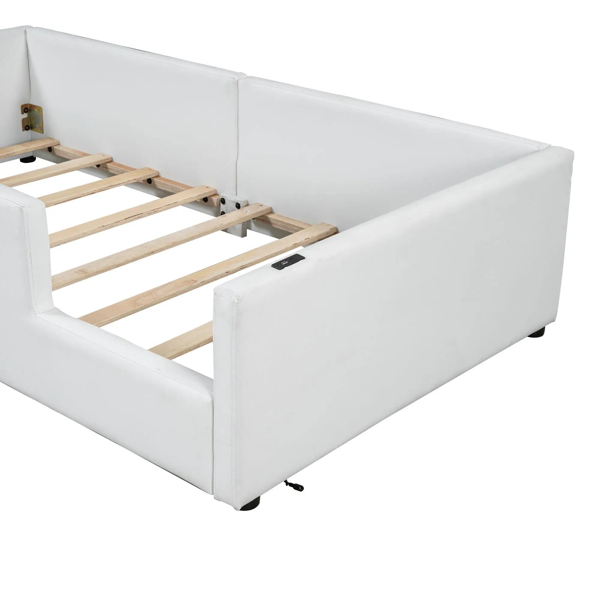 Platform Bed With Guardrail And Charging Station by HouseOfZazla