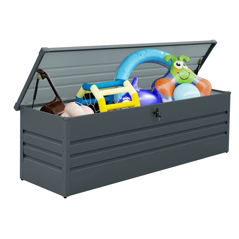 260 Gallon Metal Outdoor Deck Box Waterproof by HouseOfZazla