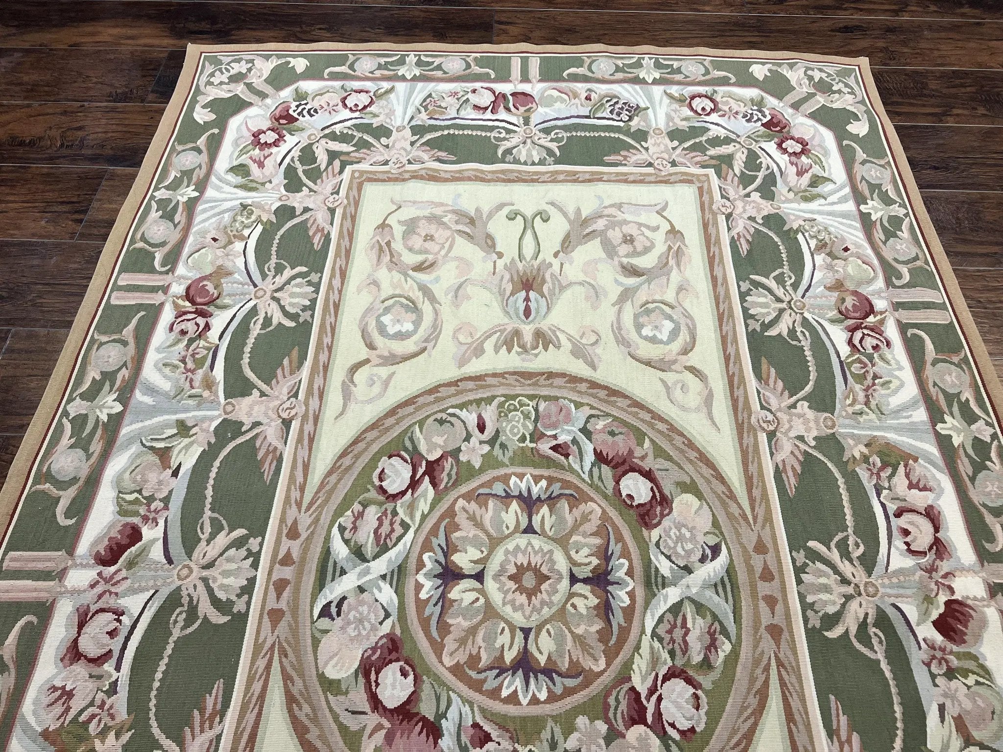 Aubusson Rug 5x8, Wool Handmade Vintage Carpet, Angel Motifs, Flatweave Rug 5 x 8, Medium Sized, European Design by Jewel Rugs
