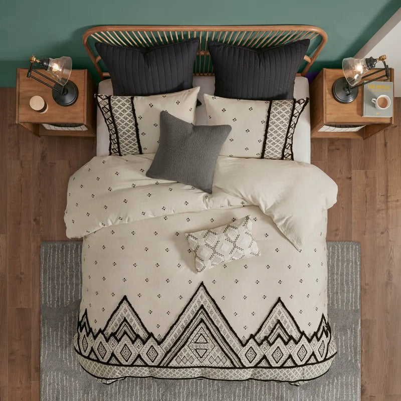 Full/Queen 3 Piece Flax and Cotton Blended Duvet Cover Set by HouseOfZazla