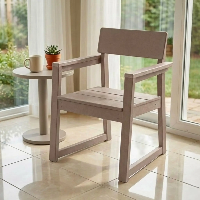 Antique Wood Color HDPE Outdoor & Garden Armchairs with Backrest by HouseOfZazla
