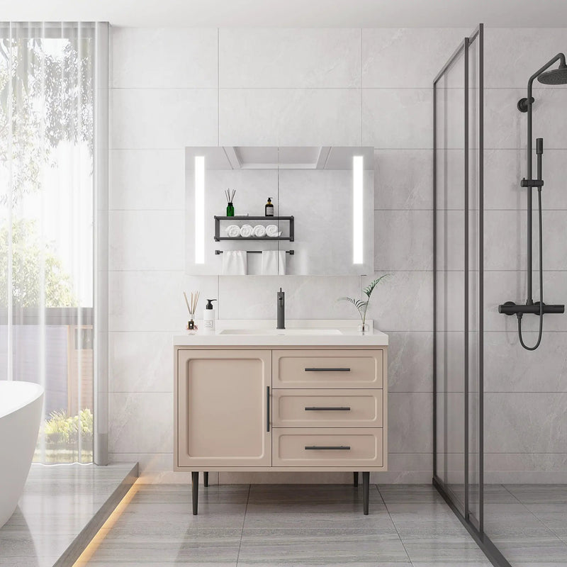 LED Medicine Cabinet With Mirror, Double Door With Defogger, Dimmer, Surface Mount by HouseOfZazla