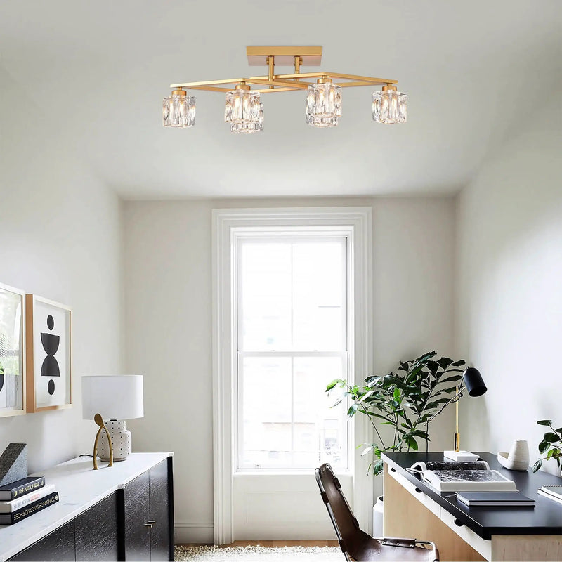 6 Light Crystal Ceiling Light For Dining Room, Modern Ceiling Lamp With Light Fixture For Entryway, Lobby, Kitchen, Bedroom, Living Room, Conference Room, (6*G9 Bulbs Included) by Unique Piece Furniture