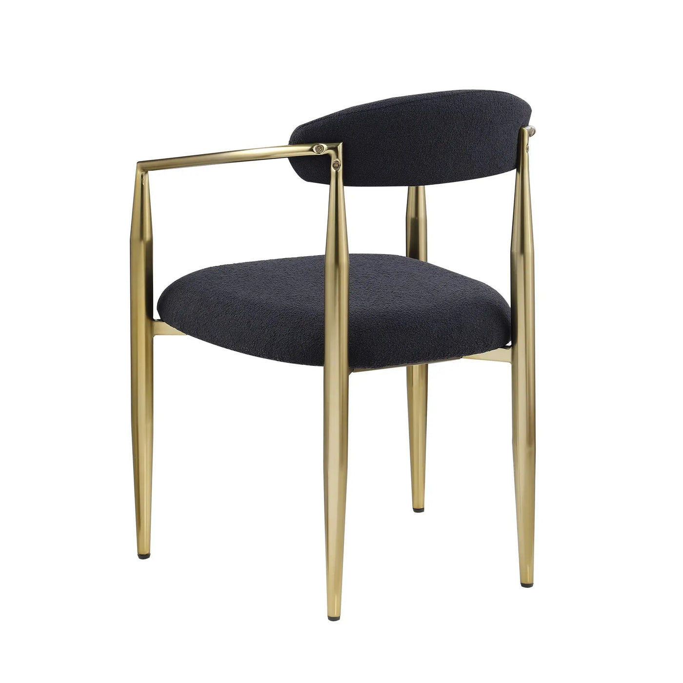 Dining Chairs (Set of 2), Mid-Century Modern Dining Chairs, Kitchen Dining Room Chairs, Round Boucle Backrest Sherpa Dining Chair With Metal Legs by Unique Piece Furniture