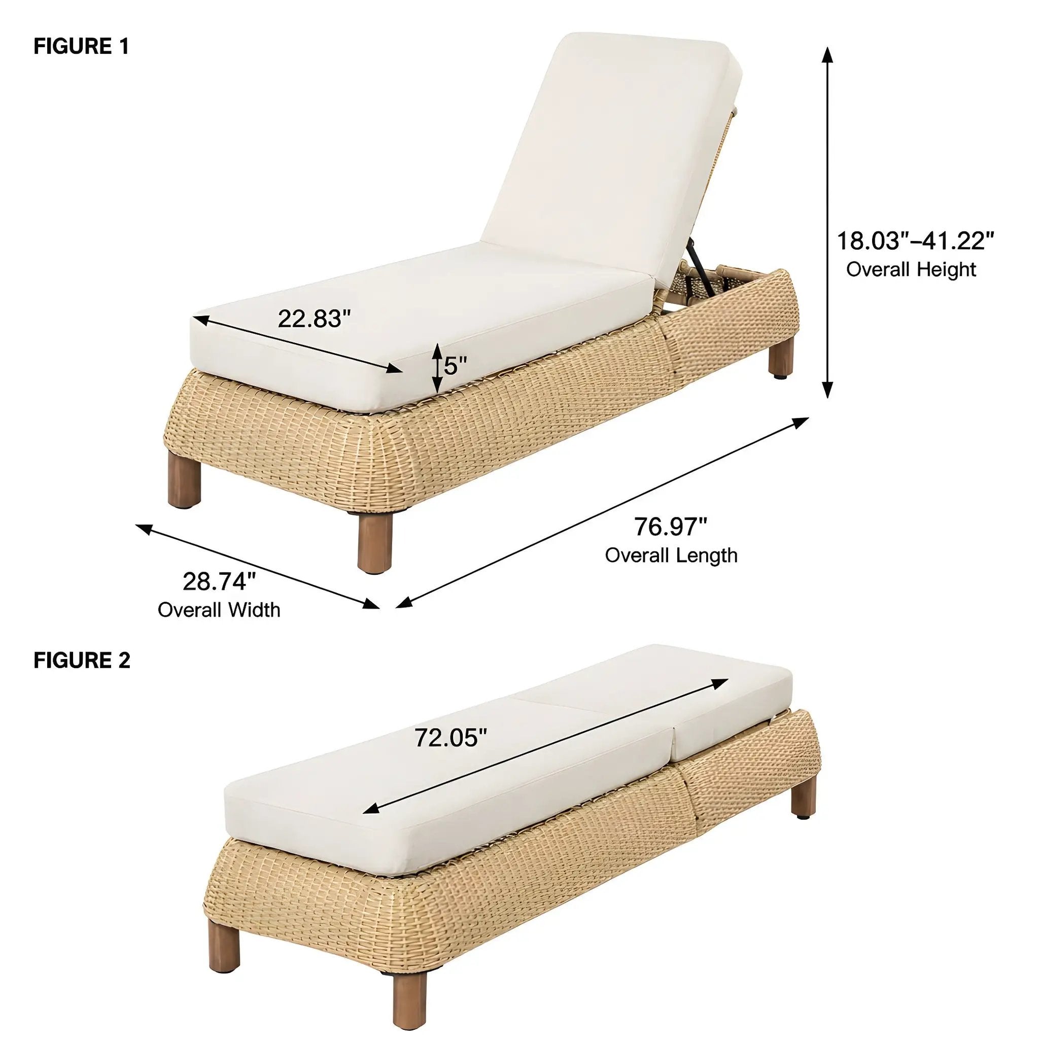 Adjustable Outdoor Wicker Chaise Lounge Chairs Set of 2 by HouseOfZazla
