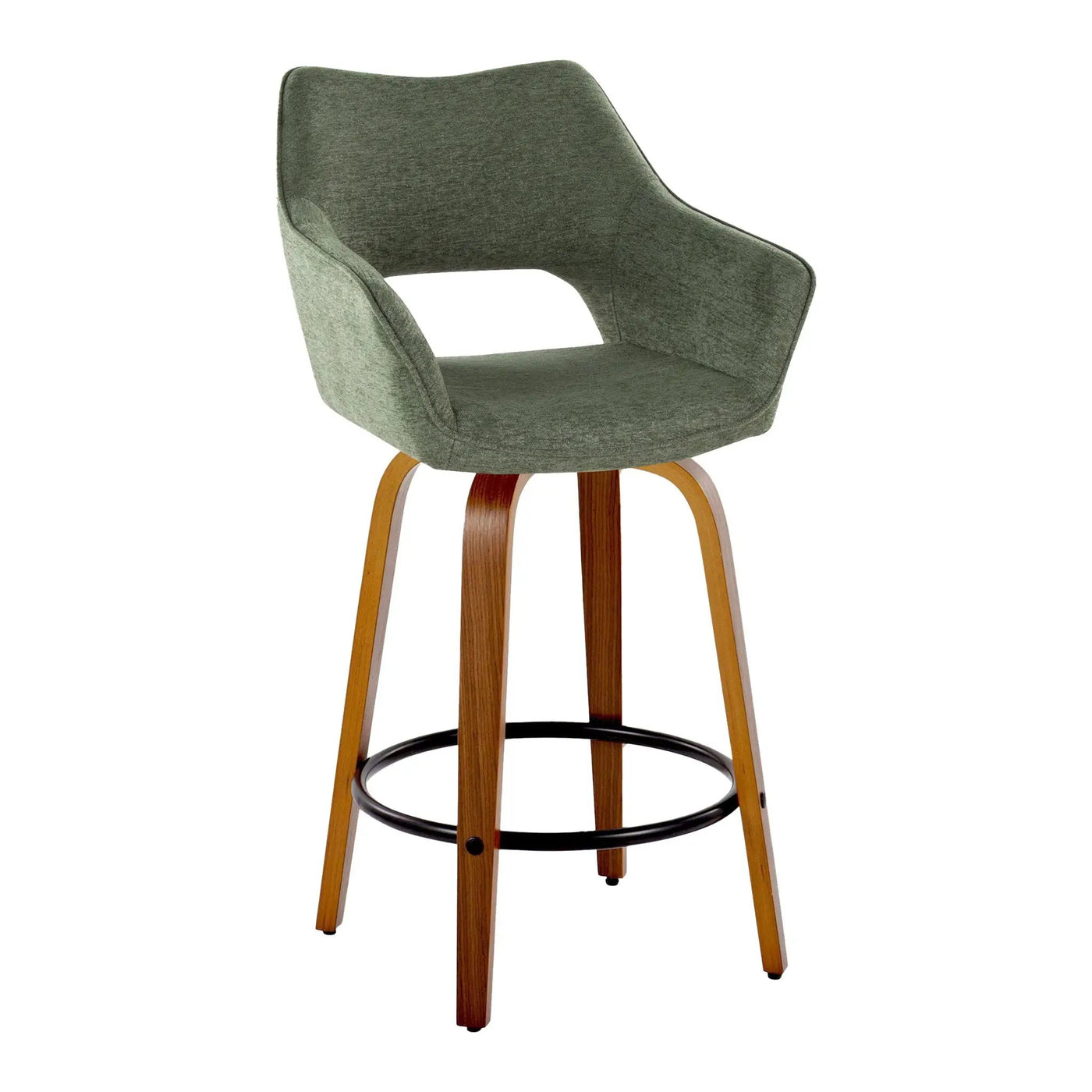 Mustang - Contemporary Fixed Height Counter Stool With Swivel With Round Footrest (Set of 2) by HouseOfZazla