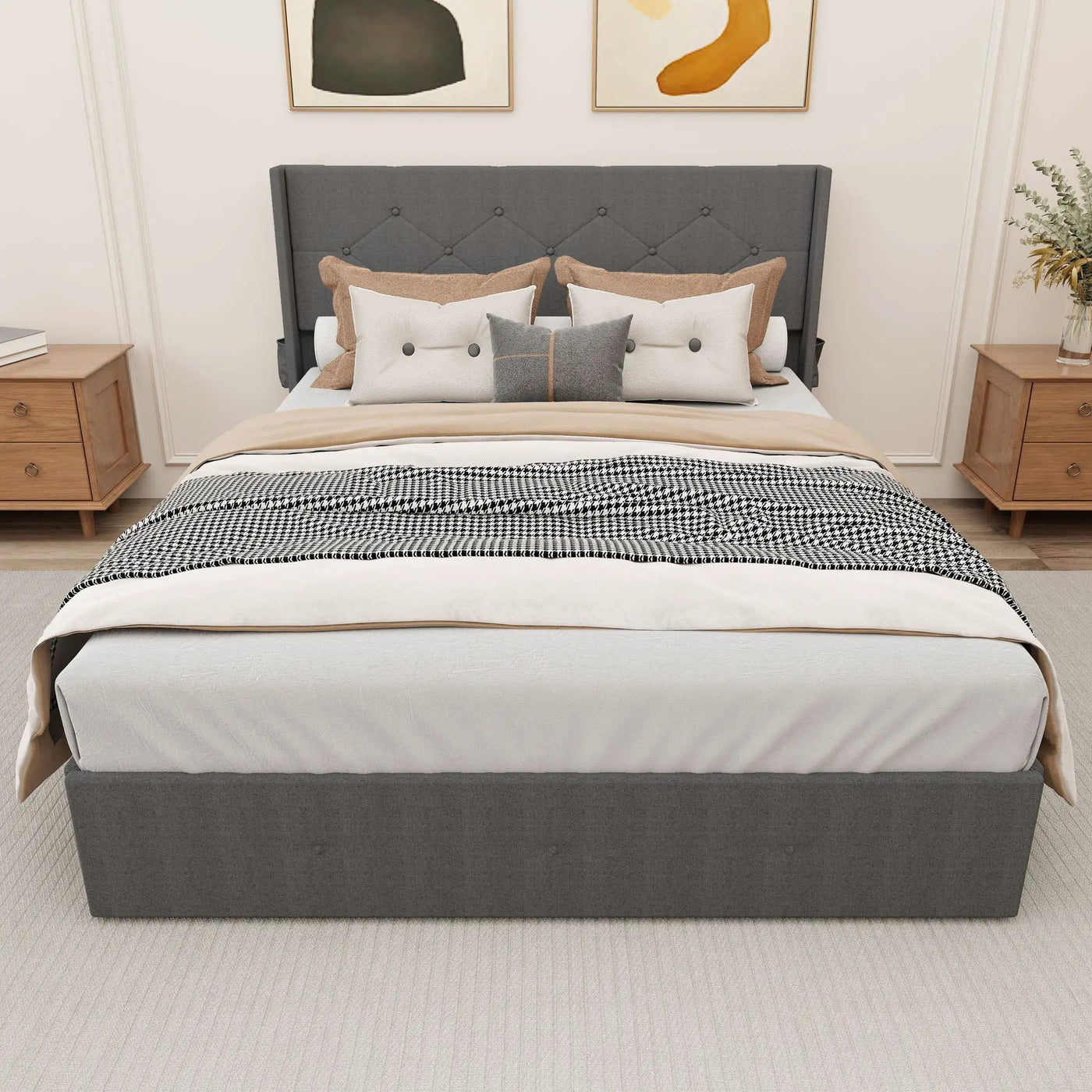 Bed With Gas Lift Storage, USB Ports by Unique Piece Furniture