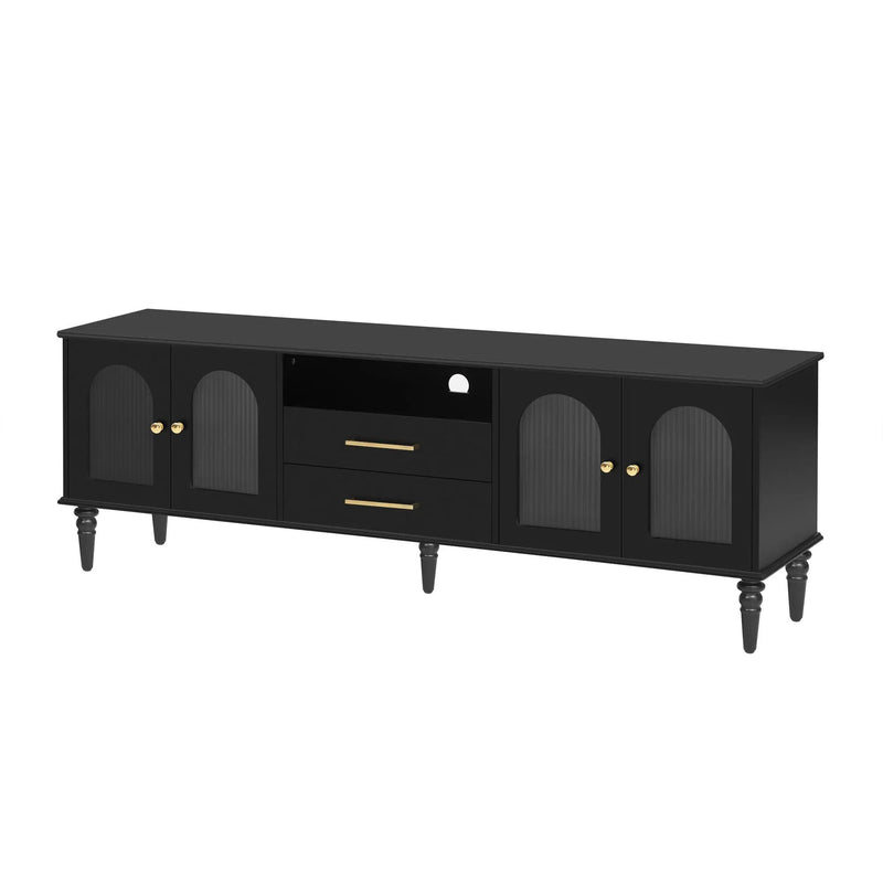 TV Stand For TVs Up To 75", Entertainment Center Media Console For Living Room - Black by HouseOfZazla