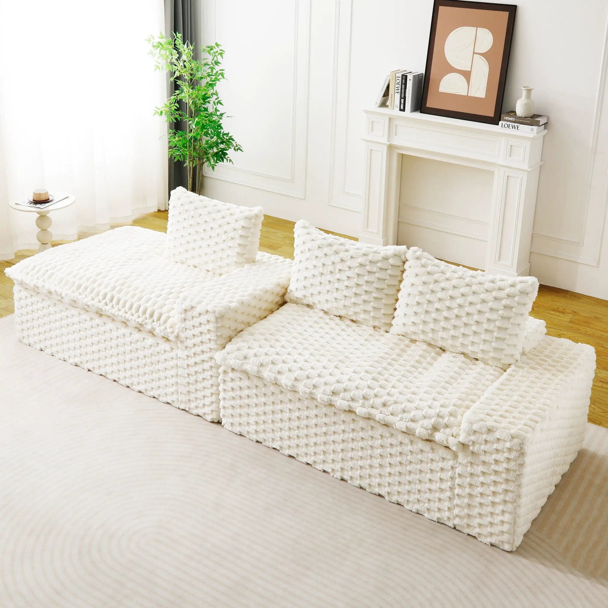 Modular Sofa, Convertible Twin Seat With Chaise Lounge by Unique Piece Furniture