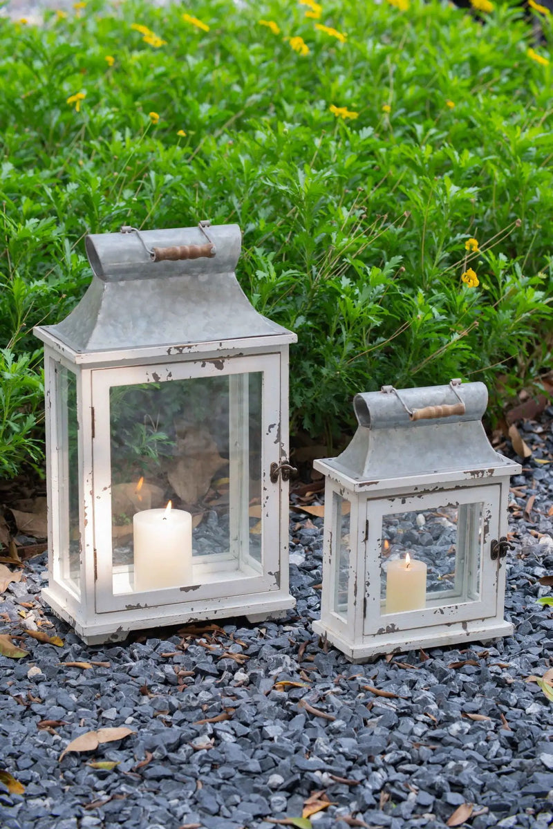 Wooden Candle Lantern Decorative, Hurricane Lantern Holder Decor For Indoor Outdoor, Home Garden Wedding - White by Unique Piece Furniture