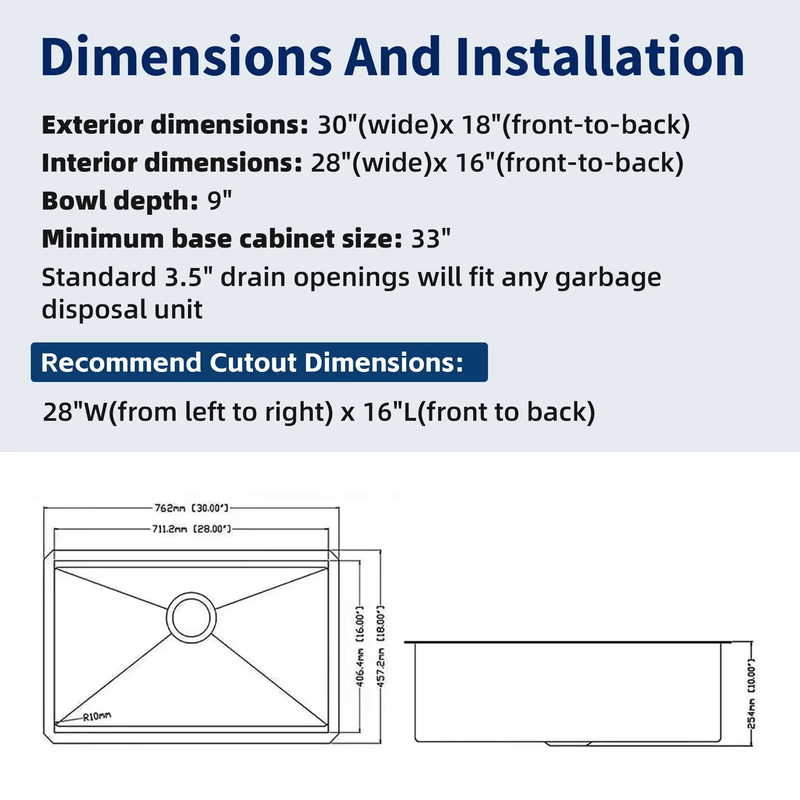 30" Undermount Workstation Stainless Steel Kitchen Sink by HouseOfZazla
