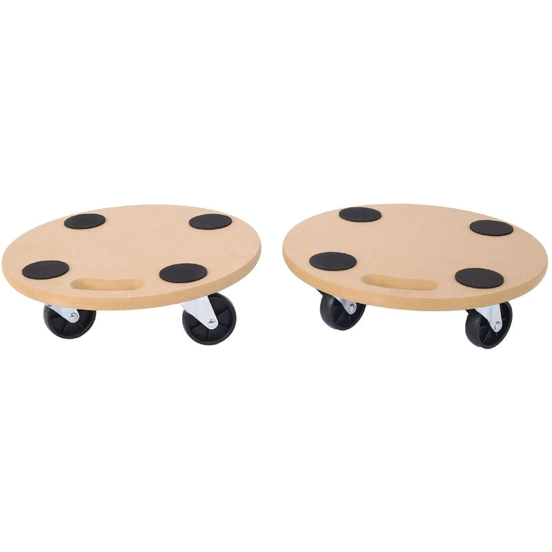 Furniture Moving Dolly, Heavy Duty Wood Rolling Mover With Wheels For Piano Couch Fridge Heavy Items, Securely Holds 500 Lbs (2 Piece Round Platform) - Natural by Unique Piece Furniture