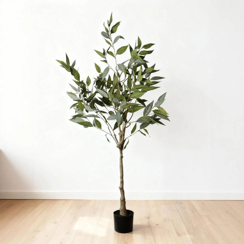 5Ft Realistic Artificial Eucalyptus Tree In Pot With Lush Leaves For Home Office Decor - Green Leaves by HouseOfZazla