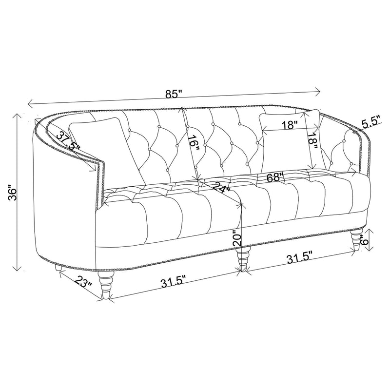 Veronica - Light Sloped Sofa With Tufted Elegant Upholstered Lounge Seating - Light Gray by HouseOfZazla