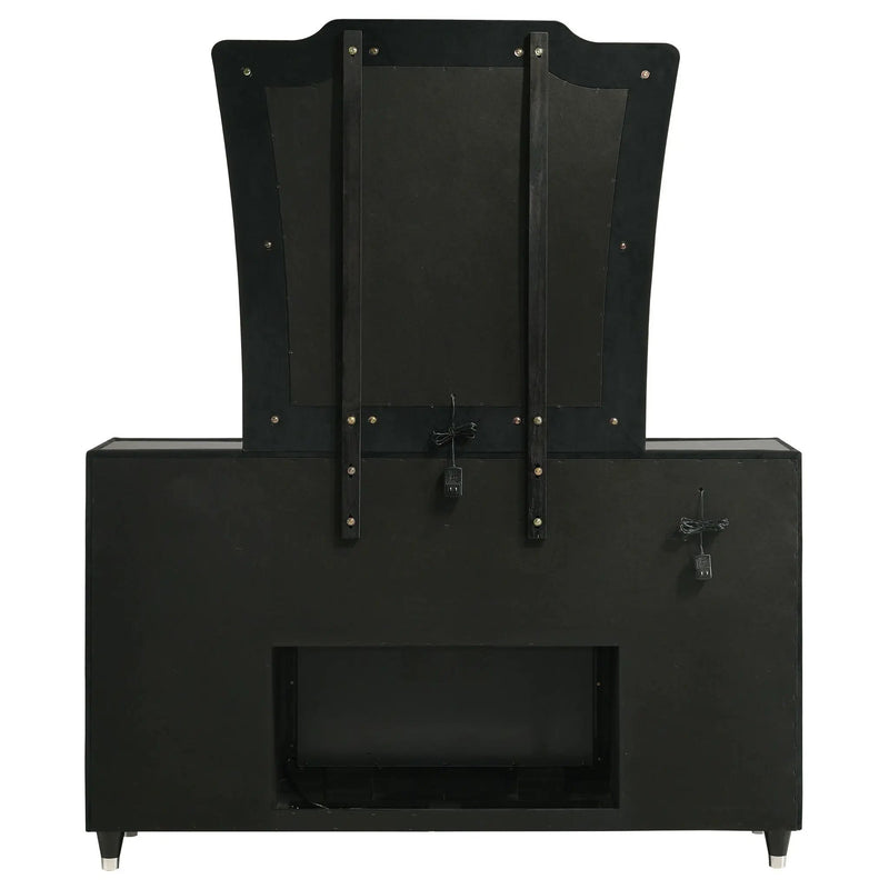 Lorient 8-drawer LED Flame Box Dresser and Mirror Black by Unique Piece Furniture