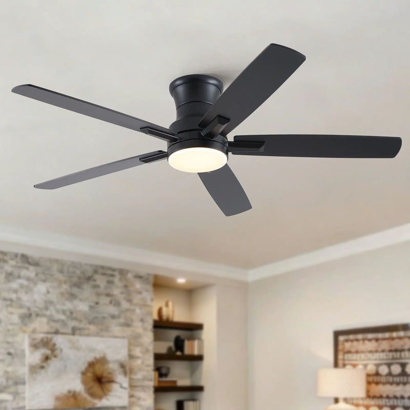 Mordern Flush Mount Ceiling Fan With Light And Remote Control by HouseOfZazla