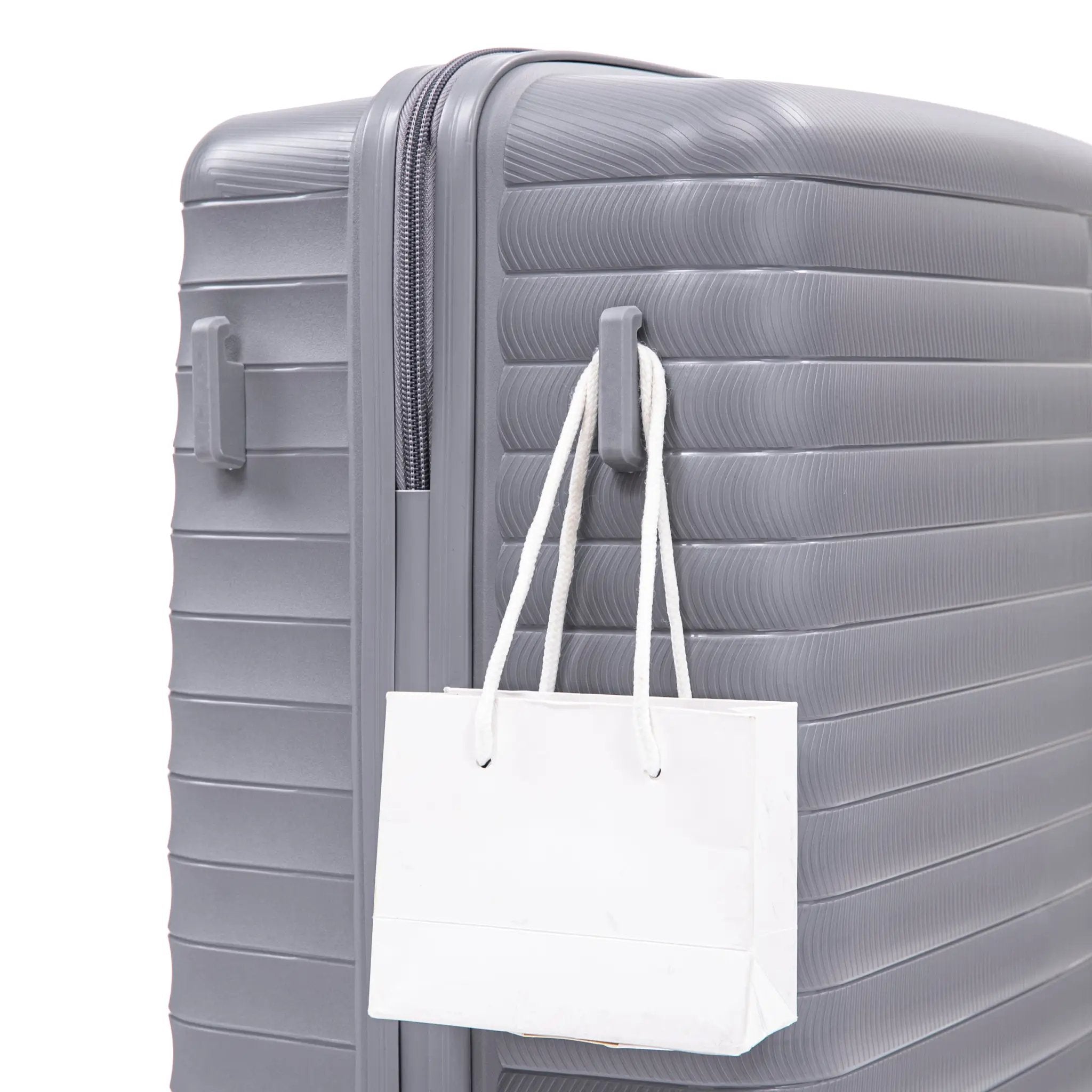 4-Piece PP Spinner Wheel Luggage Set with Cosmetic Case, Light Gray by HouseOfZazla