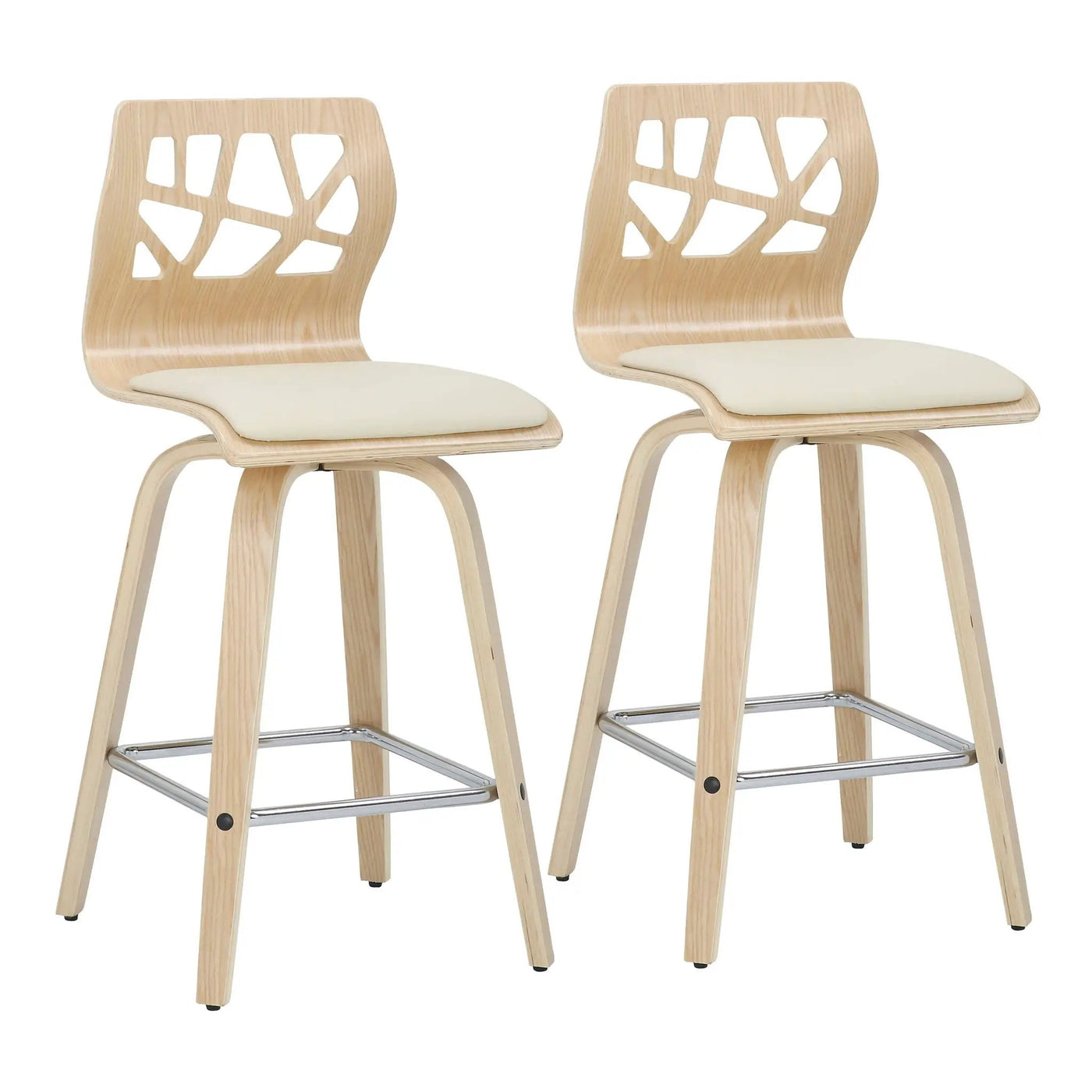 Folia - Mid Century Modern Counter Stool With Footrest (Set of 2) by HouseOfZazla
